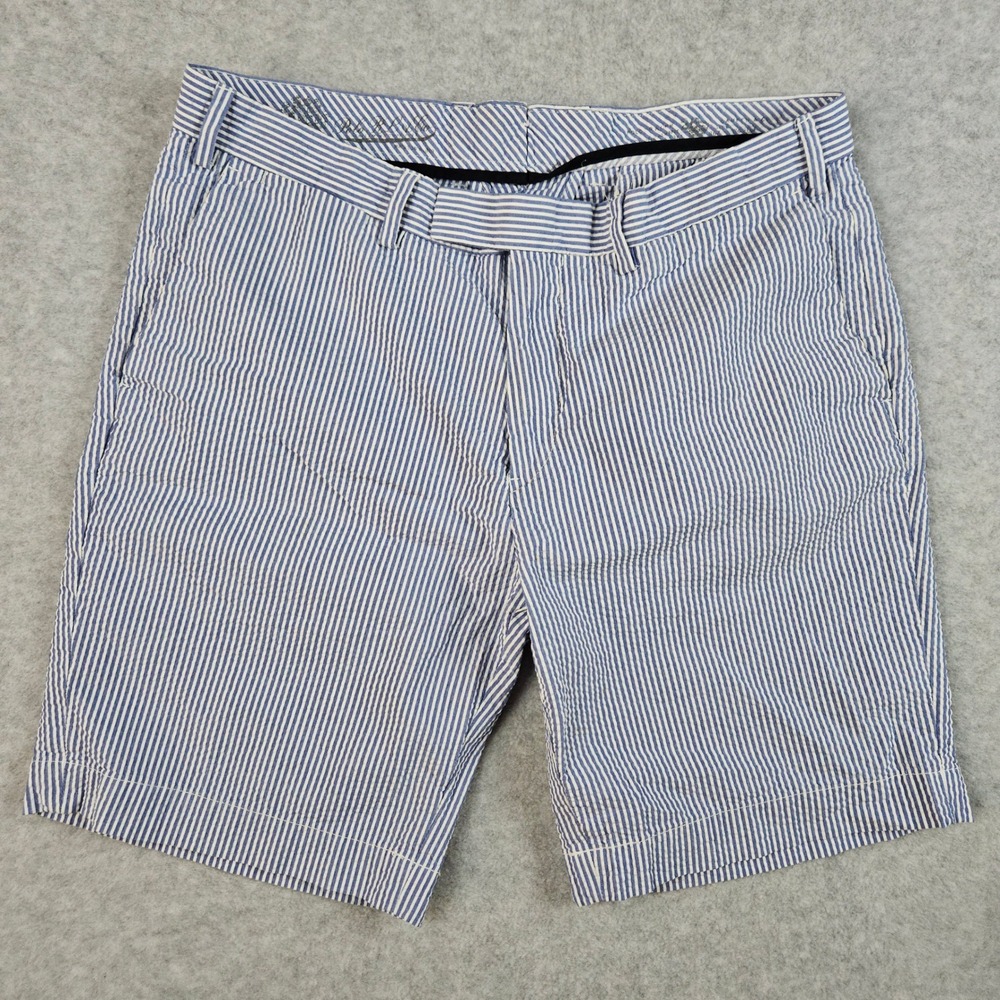 Polo Ralph Lauren Mens 35 Blue Striped Shorts Bleeker Seersucker Suffield Preppy